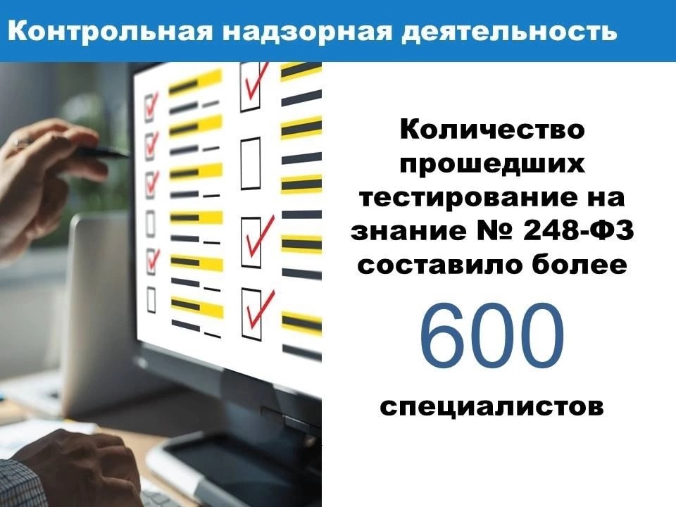 Количество прошедших тестирование на знание № 248-ФЗ составило более 600 человек.