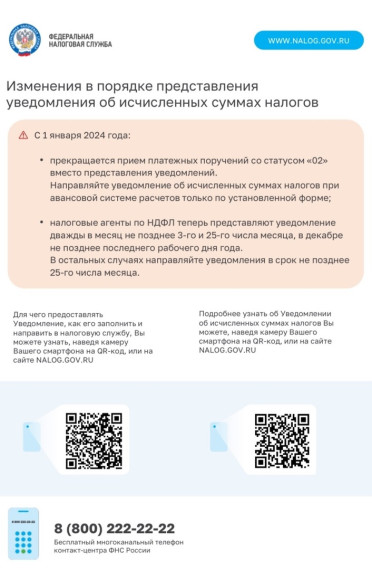 ФНС напоминает об изменениях в порядке представления уведомления об исчисленных суммах налогов. ФНС напоминает об изменениях в порядке представления уведомления об исчисленных суммах налогов.
